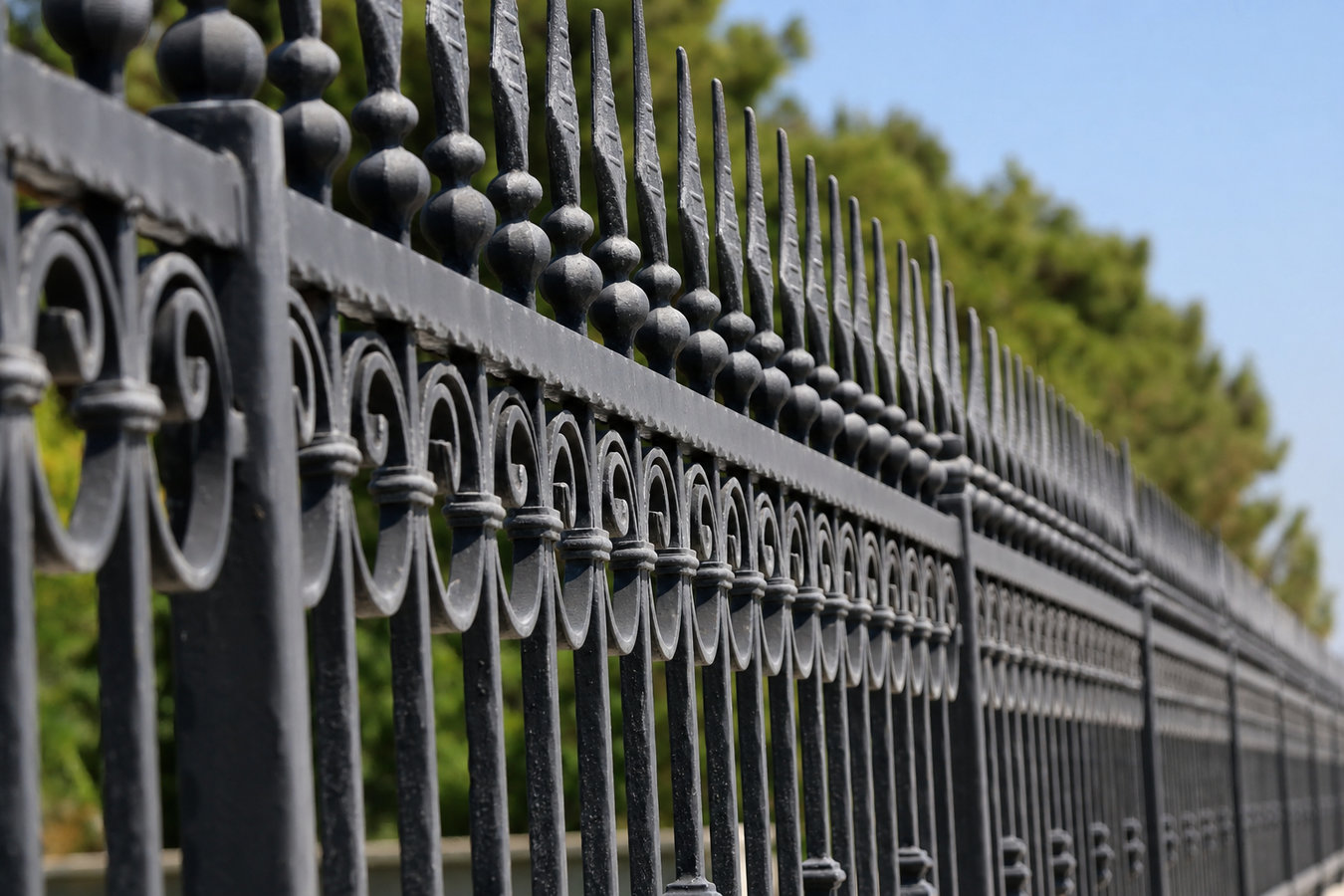 Ornamental iron fence installation